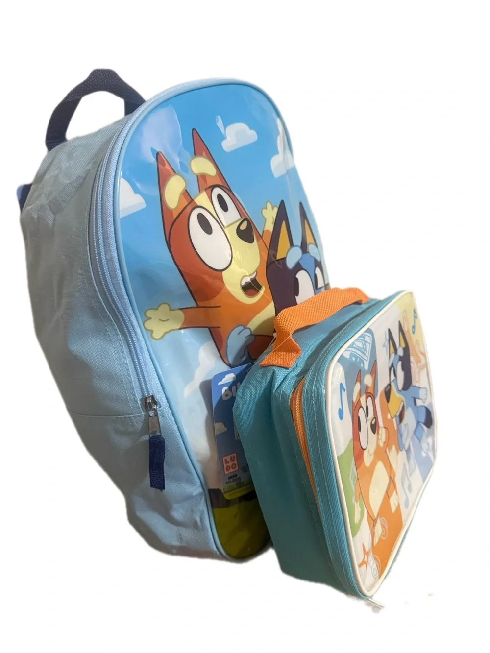 Blue Kids Backpack and Lunch Bag Set with Cartoon Characters